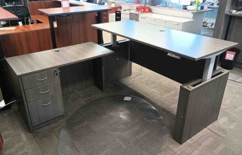 LLR 29 1/2X71 ADJUSTABLE HEIGHT WORKSTATION WITH RETURN - WEATHERED CHARCOAL 