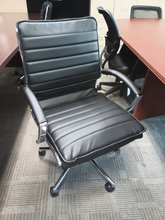 OFFICE STAR BLACK FAUX LEATHER MID BACK CHAIR